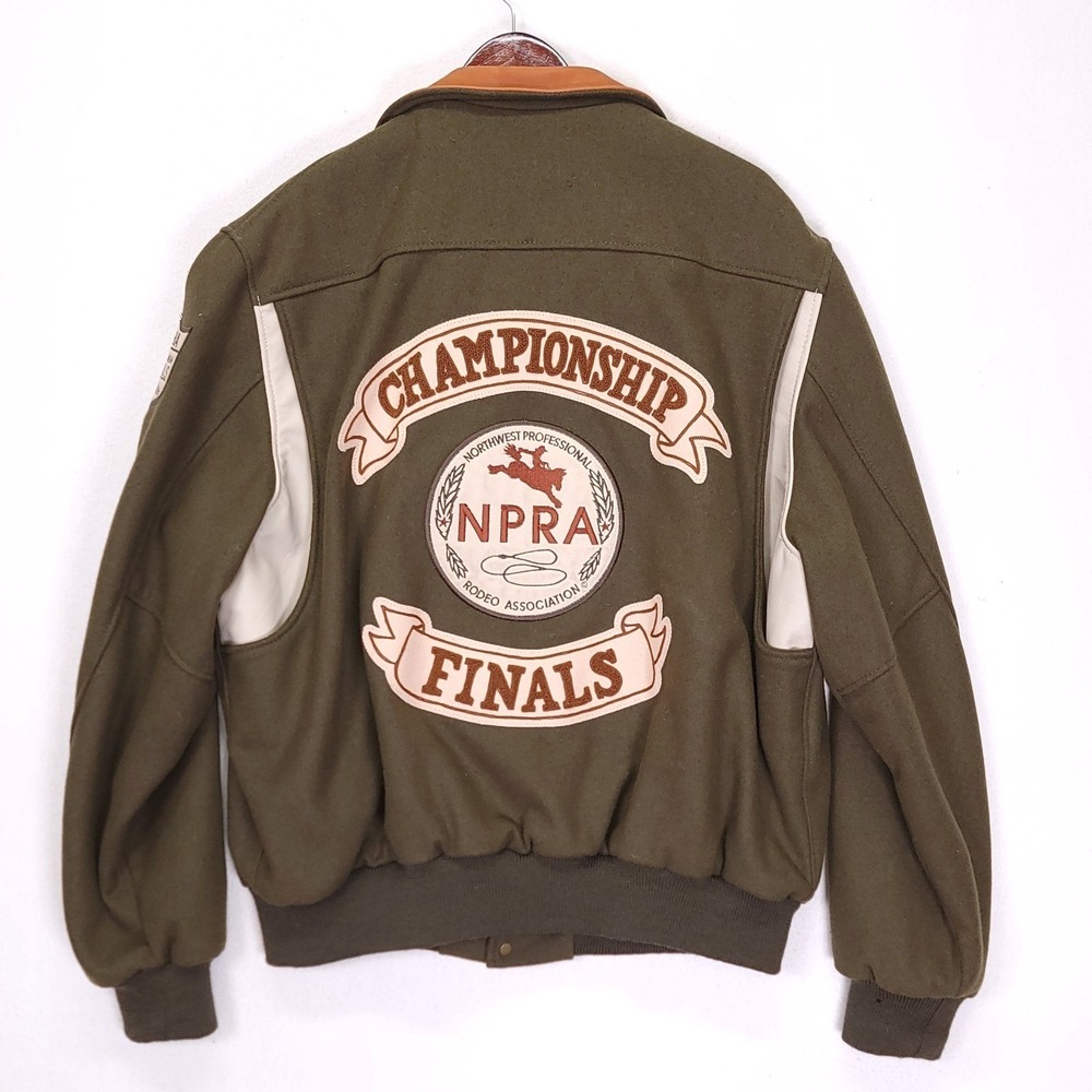 Dehen Jacket‎ Varsity Club NPRA Rodeo Championship Wool Leather XL USA Vintage